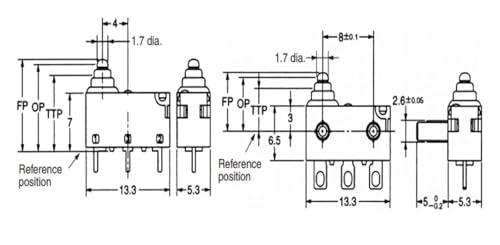 Micro interruptor D2HW-BR201H para automatización precisa, pack de 10 unidades 4