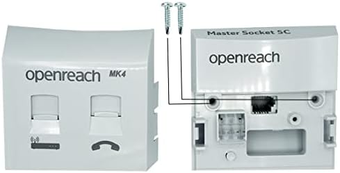 DAVOX BT Openreach master phone socket NTE5C MK2 + MK4 Faceplate - Combination Socket for Fibre Broadband + Filtered Telephone Main Line BT431a for Phone RJ11/RJ45 Data