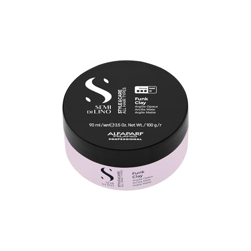 ALFAPARF MILANO Semi di Lino Style & Care Funk Clay - Strong Hold - Clay-Based Hair Styling Paste for All Hair Types (3.5 oz / 90 ml)