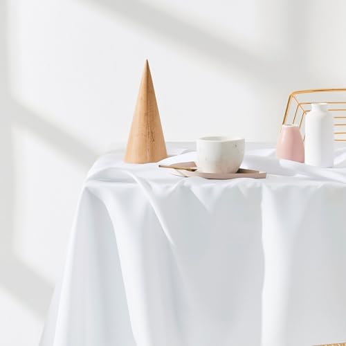 ROOM99 Aura Tischdecke 140 x 400 cm Tischtuch Tafeldecke Fleckschutz Abwaschbar Wasserabweisend Schmutzabweisend Polyester Rechteckig Bankett-Dekoration Ganzjährig Weiß