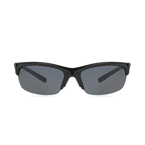 Dioptics Solar Comfort Cascade Sport Sunglasses Polarized Wrap, Black, 54 mm2