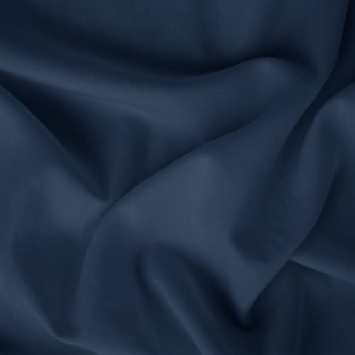 Image of Blue Dahlia 100% Cotton, King Size /Double, Elastic Fitted Bedsheet (72 inchx78 inch) + 2 Pillow Covers, Percale Weave, Fits Upto 10 inch Mattress, 200TC Solid Premium Bedsheet, Colour: Navy Blue