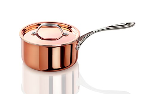 Artaste 56570 Rain Tri-Ply Copper Clad Induction Ready Sauce Pan with Lid, 2.5-Quart
