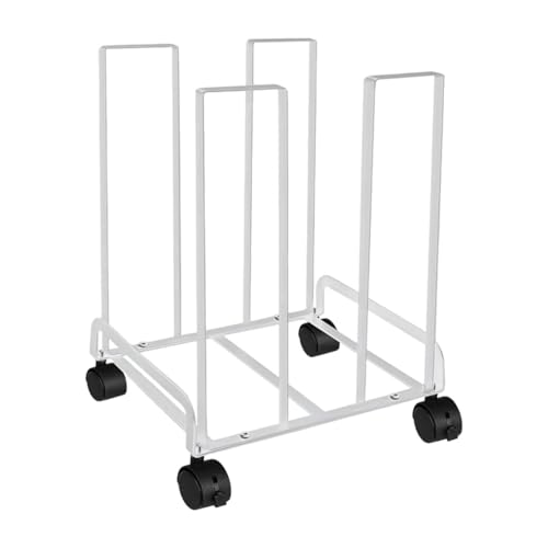 Oshhni Carrito de almacenamiento de cartón con ruedas, 31 x 26 x 43,5 cm, multifuncional, resistente, organizador de accesorios móvil, marco de metal, Blanco