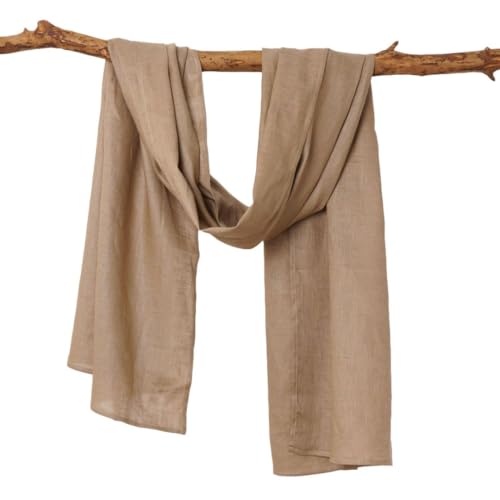 Écharpe 100 % lin Amazhiyu femme : grand foulard d'été léger et étole de protection cou