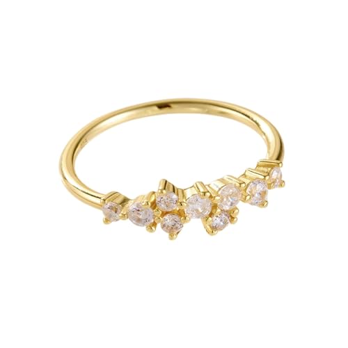 Anillos de amistad finos para mujer, con talla redonda, moissanita, oro amarillo de 9 quilates, talla 49 (15,6)