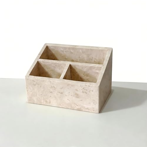 Artisanal Abode Marble Desk Organizer with 3 Compartments Perfume Organizer