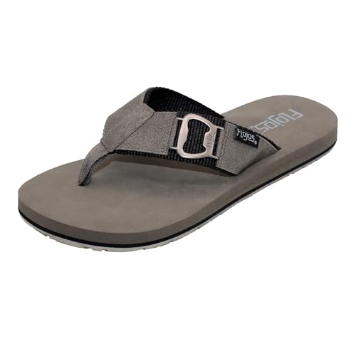 Flojos Men's Estiler Lite Flat Sandal, Gray/Black, 8