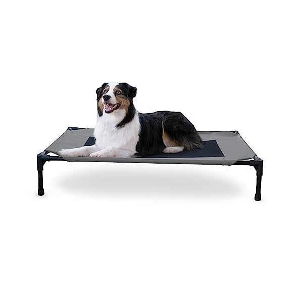 K&H Pet Products Cooling Elevated Dog Bed Outdoor Raised Dog Bed with Washable Breathable Mesh, Dog Cot Bed No-Slip Rubber Feet, Portable Dog Cot Indoor Outdoor Dog Bed, Large Gray/Black Mesh K&H Pet Products Cooling Elevated Dog Bed Outdoor Raised Dog Bed with Washable Breathable Mesh, Dog Cot Bed No-Slip Rubber Feet, Portable Dog Cot Indoor Outdoor Dog Bed, Large Gray/Black Mesh