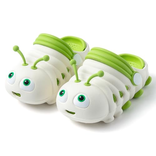 JUXI Toddler Clogs Girls Boys Clogs Garden Shoes EVA Lightweight Summer Slipper Cartoon Slides Baby Comfort Sandals (White,5)