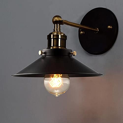 Applique murale E27 vintage noire en métal poli style loft industriel