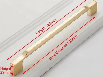 10 Packs Zinc Al Alloy Cabinet Handles Solid Drawer Knobs Kitchen Cupboard Door Pulls Furniture Handle Cabinet Hardware (Sand Gold, Hole Pitch = 192 mm)