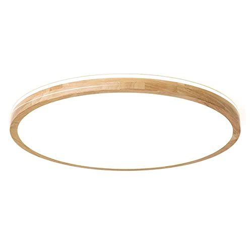 Plafonnier LED scandinave en bois 30cm pour salon moderne