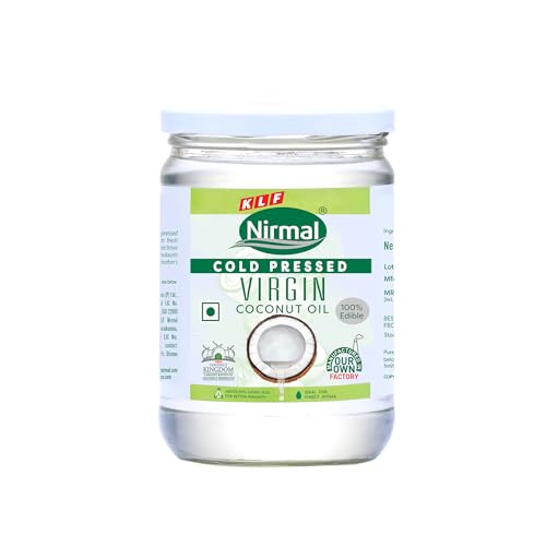 KLF Nirmal Cold Pressed Virgin Coconut Oil | 500 ml | Wide Mouth Glass Bottle |Great for Cooking & Personal Care