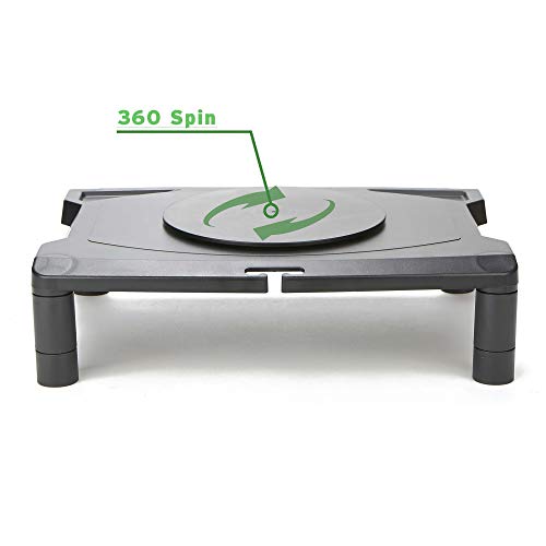 Mind Reader MONSWIV-BLK Rotative Wide Adjustable Risers, Extra Storage, Stand, Desk Organizer, Spinning