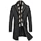 COOFANDY Men Business Trench Pea Coats Winter Heavyweight Warm Single Breasted Coat Thick Jacket with Pockets (Grey L)