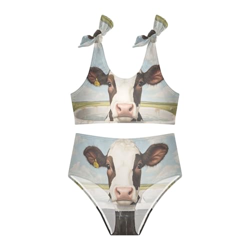 Cow Tub Daisy Flower Field Girls Bikini Sets 2 Piece Swimsuits Bathing Suit Swimwear3