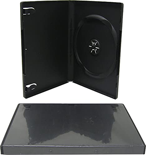(5-Pack) Black Standard 14mm Empty Single DVD Replacement Cases – Hold One Disc Each – Durable with Clear Wrap-Around Sleeve and Inner Booklet Tabs