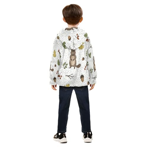 Forest Creatures and Autumn Leaves Toddler Fleece Jacket Girl Boys Hooded Fleece Jacket Coat4