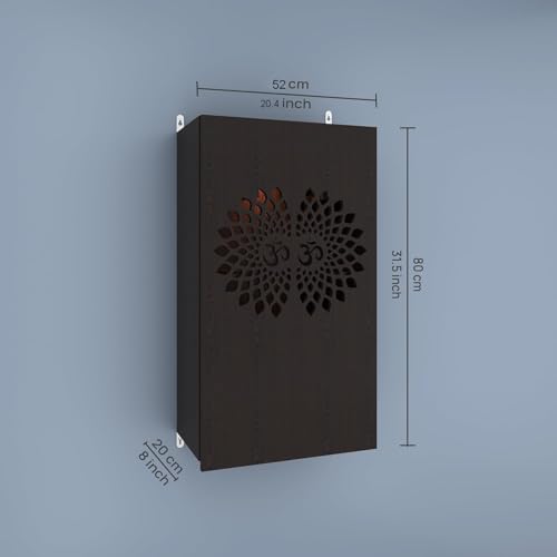 Image of Anikaa Spirit Engineered Wood Led Light Wall Temple Shelf Puja Stand Pooja Shelf Mandir Shelf for Office & Home Decoration - Wenge (D.I.Y - Do-It-Yourself)