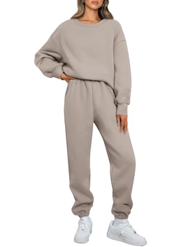 AUTOMET Womens 2 Piece Outfits Sweatsuit Oversized Sweatshirt Lounge Sets Baggy Sweatpants Fall Fashion with Pockets