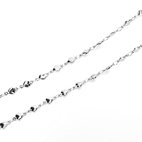 Image of Eyeglass Chain Silver Stainless Steel Handmade Necklace for Reading Glasses Sunglass Beaded Chains for Men Women