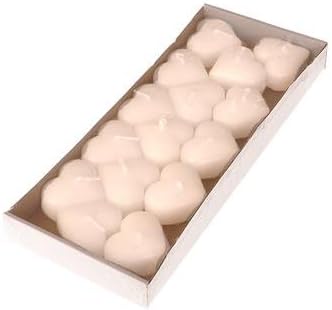 15 White Floating Heart Candles