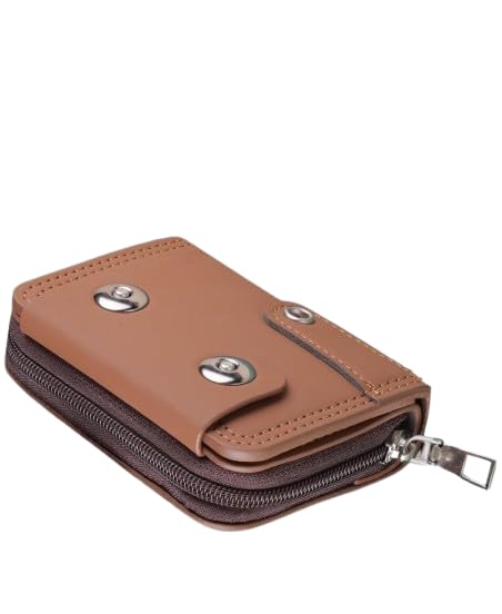 Compact Accordion Card Holder Wallet with Zipper Closure Multi Slot Organizer Wallet for Cards Cash Coins and Travel Essentials (Brown)-image-5
