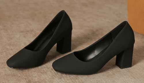 LizFoYa Women Elegant Work Pumps Retro Square Toe Office Chunky Heels Comfort Block Heels Shoes2