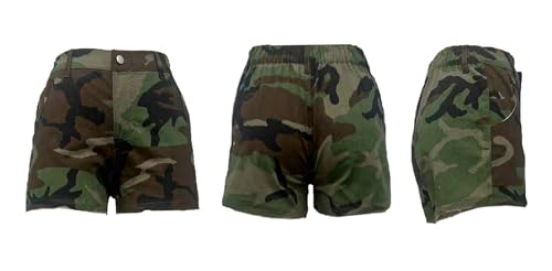 Voghtic SCUSC_D8669_GREEN_2XL Women’S Camouflage Cargo Shorts Casual High Waisted Ripped Frayed Stretchy Jeans Shorts thumb #5