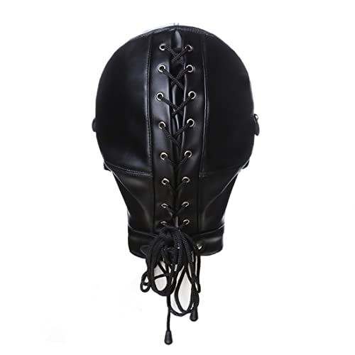 Imeish Full Face Leather Masks Blindfold Mouth Masks Cosplay Head Hood Masks Lacing Soft Face Masks #TOP3