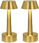 UMEXUS 2 Pack 8.8'' Cordless Rechargeable Table Lamp, LED Battery Operated | Touch 3 Color Dimming, Small Portable Gold Accent Lamp, Night Light for Bedroom Living Room Nightstand Bar Restaurant Outdoor