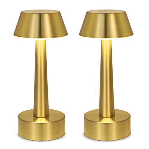 UMEXUS 2 Pack Small Cordless Rechargeable Table Lamp for Restaurant Bar