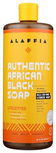 Alaffia All In One Unscented African Black Soap, 32 Fl Oz