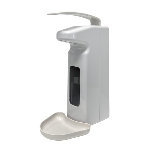 Medicalcorner24 Hochwertiger Dosierspender Eurospender Desinfektionsmittelspender Seifenspender mit Armhebel, nachfüllbar für 500-1000 ml, in Weiß Stabil und langlebig