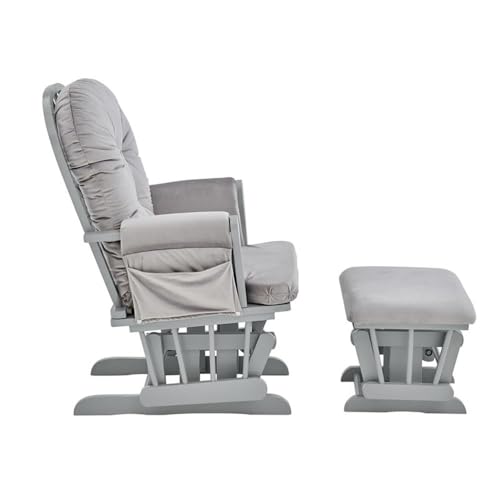 Image of Suite Bebe Mason Nursery Rocking Chair with Ottoman, Wooden Glider for Baby Nursing, Smooth Gliding Rocker, Grey and Light Grey