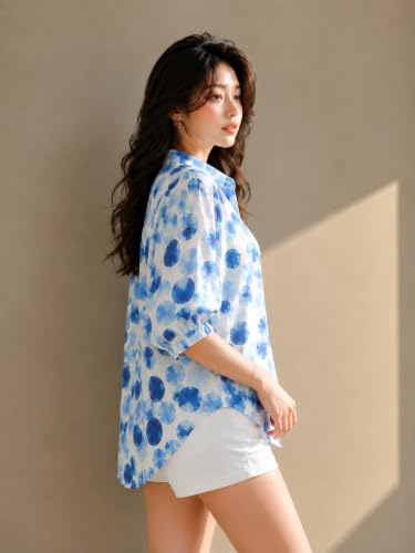 Image of Women's Printed Casual Shirt | Loose Fit Button Down Collared Shirt | Soft & Lightweight Everyday Wear Top