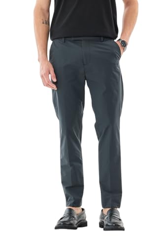 Image of SNITCH Men Chinos | Slim Fit Mid Rise Solid Pattern | Cotton Blend with Medium Stretch & Smooth Texture | Button & Zip Closure for Casual & Street Wear