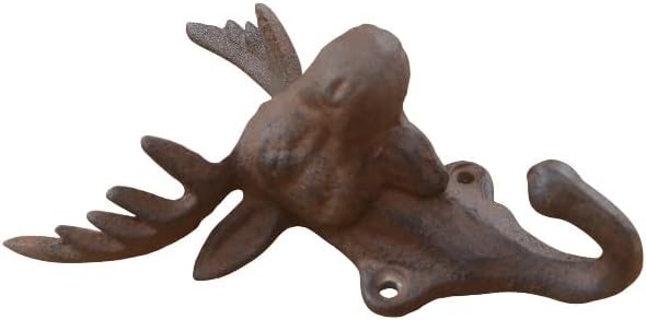 Midwest Craft House 6 Rustic Elk Moose Wall Hooks for Coats, Hats, Purses, Mud Rooms, Bars, Restoration, Cabins, Gifts, Purses, Dog Leashes, Hunters, Rustic Brown Farmhouse Color