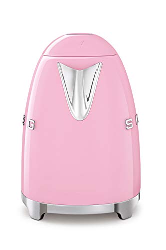 Smeg, Bouilloire Électrique KLF03PKEU 1,7 L, Filtre Anticalcaire Lavable, Arrêt Automatique de Sécurité, Indicateur de Niveau d'Eau, Base Antidérapante, Range Cordon, Puissance 2400W, Rose