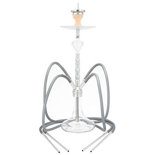 Smokezilla® MINYA 4S Shisha Set Silver - 4 Schläuche + Anschluss & Mundstücke - Inklusive Shisha Zubehör Mit…