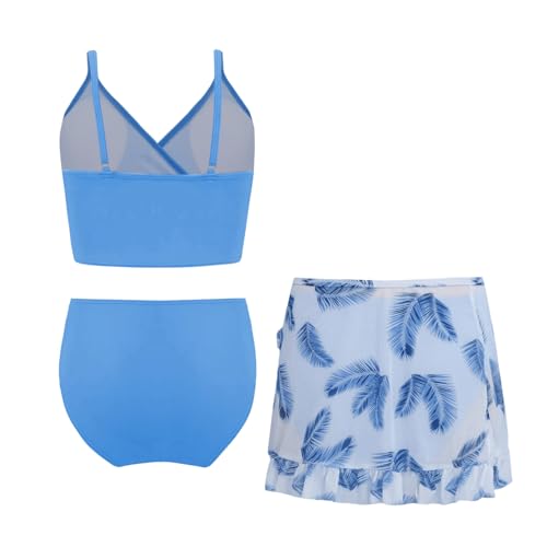 Kids Girls 3 Pcs Bikini Sets Spaghetti Straps Bra Brief with Swimskirts Bathing Suits4