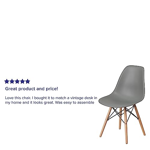 Flash Furniture Elon Series Moss Gray Plastic Chair With Wooden Legs #TOP3
