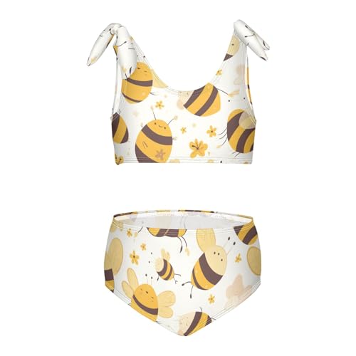 KLL Cute Bee Pattern Girl Two Piece Bikini Set Quick-Dry Swimsuits Swimming Suits Cute Shoulder Strap