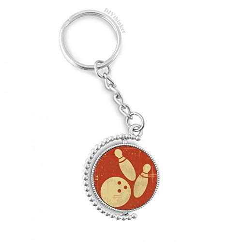 Porte-clés bowling rotatif rouge pour sac de sport et clés maison