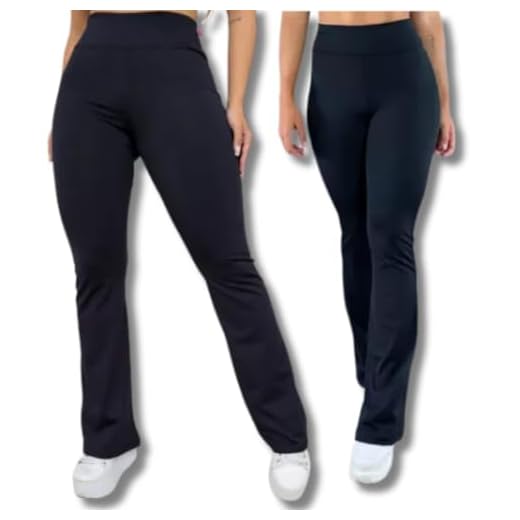 Calça Flare Feminina Boca De Sino Bailarina Cintura Alta Legging Levanta Bumbum Casual Fit Academia Ginástica Cós Alta (BR, Alfa, G, Regular, Regular, Padrão, Preto)