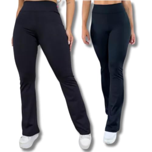 Calça Flare Feminina Boca De Sino Bailarina Cintura Alta Legging ...