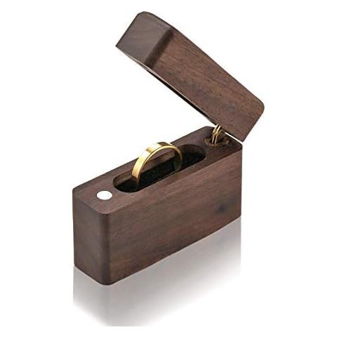 Mogokoyo Vintage Wood Ring Box for Wedding Engagement Proposal Cover
