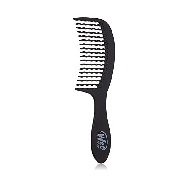Wet Brush Detangling Comb, Black - Wide Tooth Hair Detangler with WaveTooth Design that Gently and Glides Through Tangles - Brush Throough Conditioner and Hair Masks - Gentle On Scalp and Pain-Free