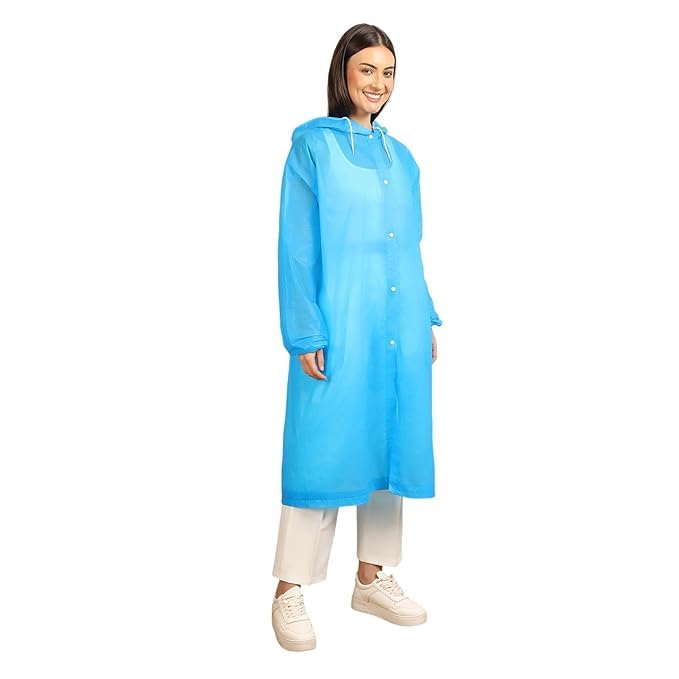 Waterproof EVA Raincoat for Men & Women | Full Length Hooded Reusable Raincoat | Lightweight Unisex Rain Wear for Monsoon Travel, Bike Riding & Outdoor Activities | Blue-picture-47